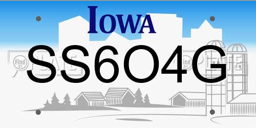 SS6O4G Iowa License Plate