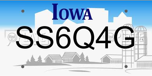 SS6Q4G Iowa License Plate