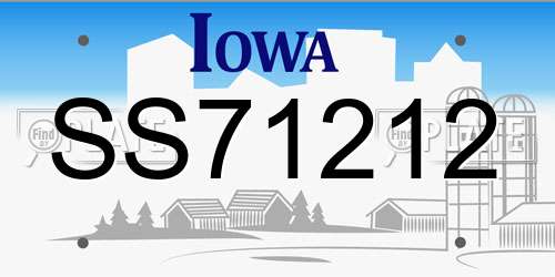 SS71212 Iowa License Plate
