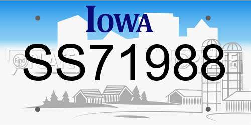 SS71988 Iowa License Plate
