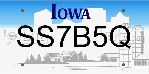 SS7B5Q Iowa License Plate