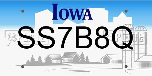 SS7B8Q Iowa License Plate