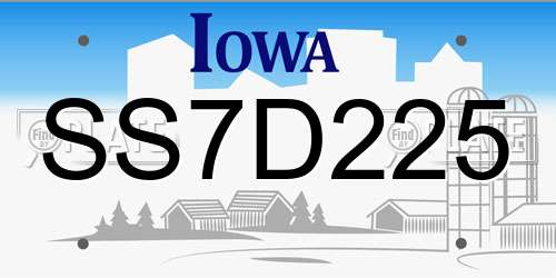SS7D225 Iowa License Plate