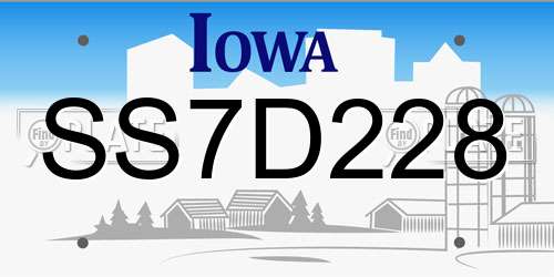 SS7D228 Iowa License Plate