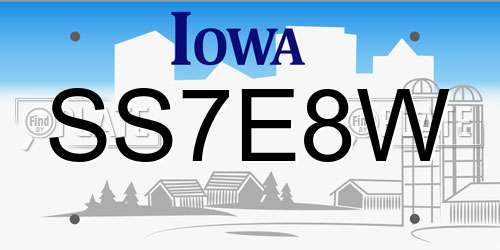 SS7E8W Iowa License Plate
