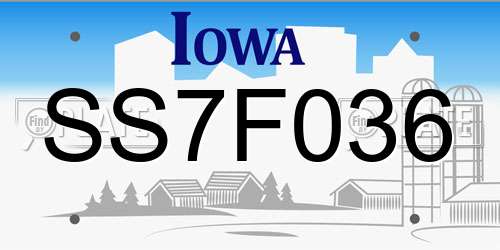 SS7F036 Iowa License Plate