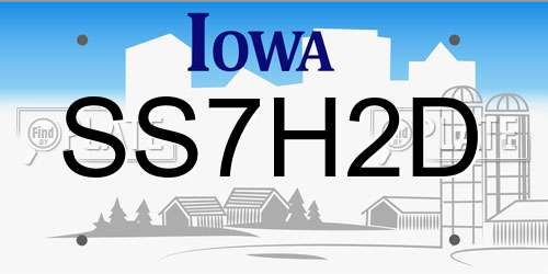 SS7H2D Iowa License Plate