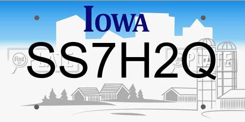 SS7H2Q Iowa License Plate