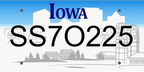 SS7O225 Iowa License Plate
