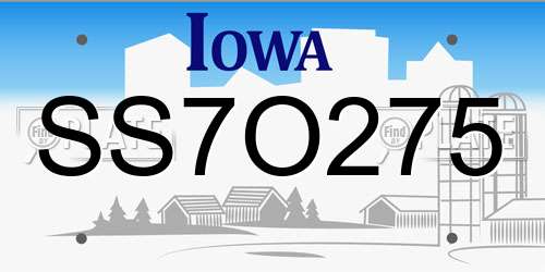 SS7O275 Iowa License Plate