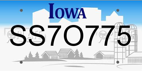 SS7O775 Iowa License Plate