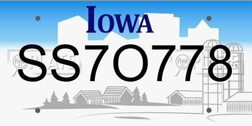 SS7O778 Iowa License Plate