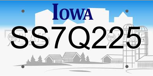 SS7Q225 Iowa License Plate