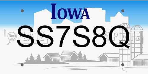 SS7S8Q Iowa License Plate