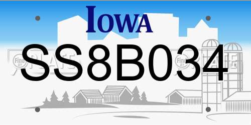 SS8B034 Iowa License Plate
