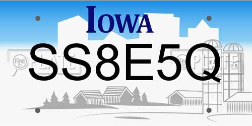 SS8E5Q Iowa License Plate