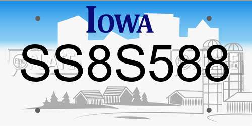 SS8S588 Iowa License Plate
