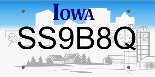 SS9B8Q Iowa License Plate