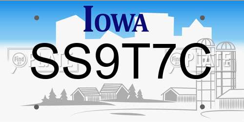SS9T7C Iowa License Plate