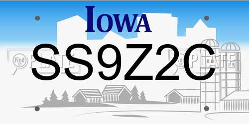 SS9Z2C Iowa License Plate