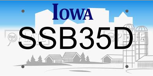 SSB35D Iowa License Plate