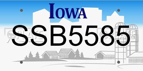 SSB5585 Iowa License Plate