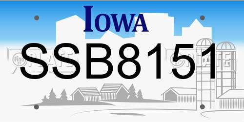 SSB8151 Iowa License Plate