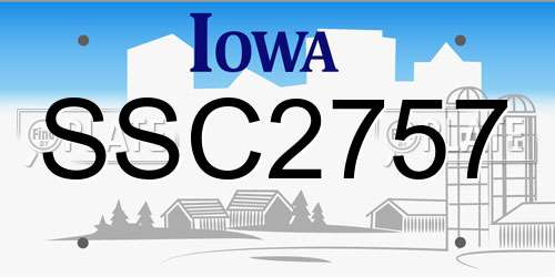 SSC2757 Iowa License Plate