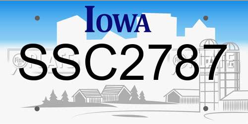 SSC2787 Iowa License Plate