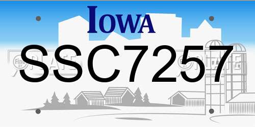 SSC7257 Iowa License Plate