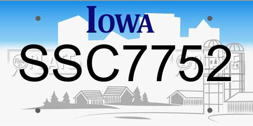 SSC7752 Iowa License Plate