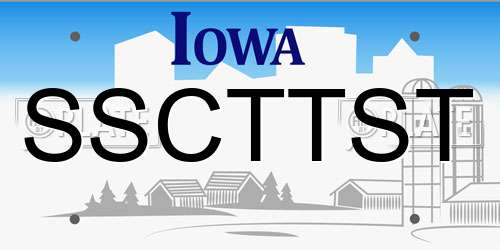 SSCTTST Iowa License Plate