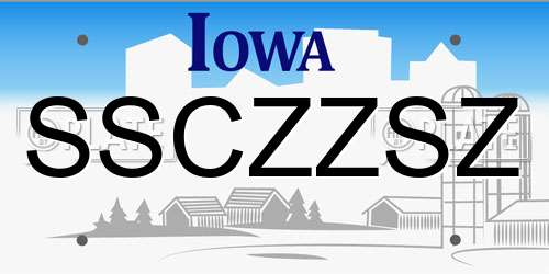 SSCZZSZ Iowa License Plate