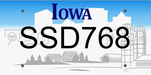 SSD768 Iowa License Plate