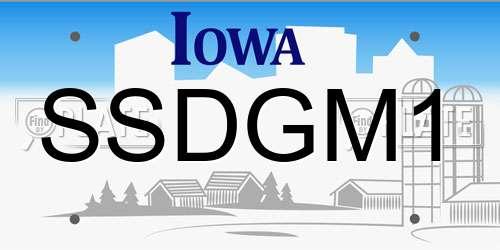 SSDGM1 Iowa License Plate