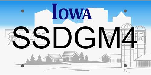 SSDGM4 Iowa License Plate