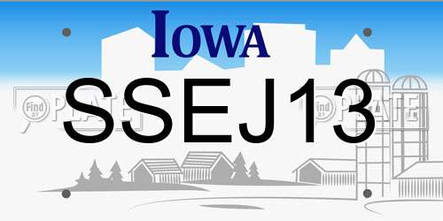 SSEJ13 Iowa License Plate