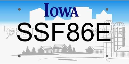 SSF86E Iowa License Plate