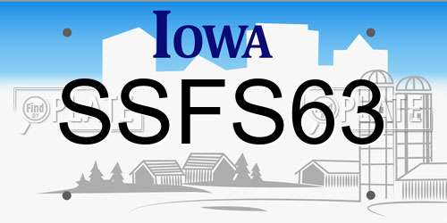 SSFS63 Iowa License Plate