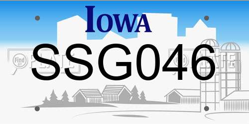 SSG046 Iowa License Plate