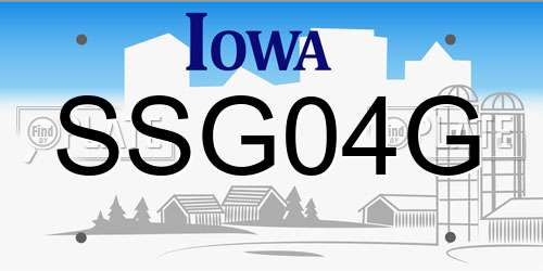 SSG04G Iowa License Plate