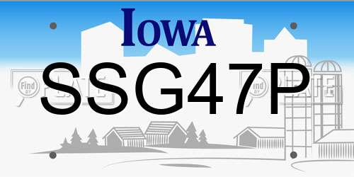 SSG47P Iowa License Plate