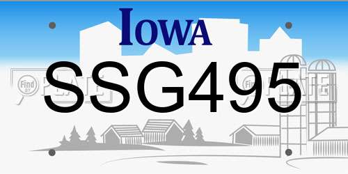 SSG495 Iowa License Plate