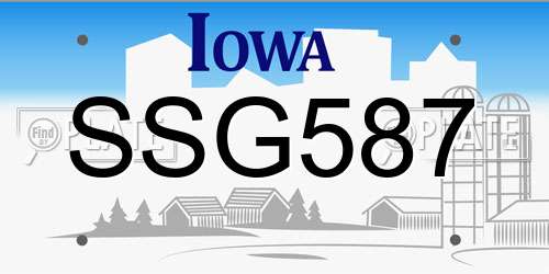 SSG587 Iowa License Plate