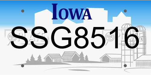 SSG8516 Iowa License Plate