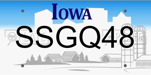 SSGQ48 Iowa License Plate