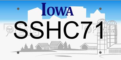 SSHC71 Iowa License Plate