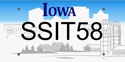 SSIT58 Iowa License Plate