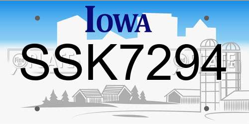 SSK7294 Iowa License Plate