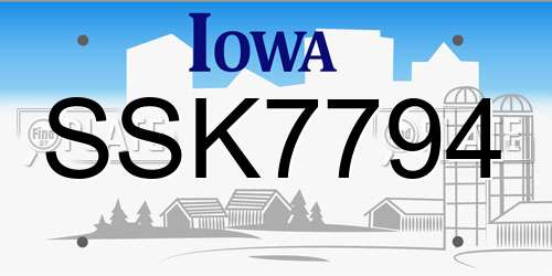 SSK7794 Iowa License Plate